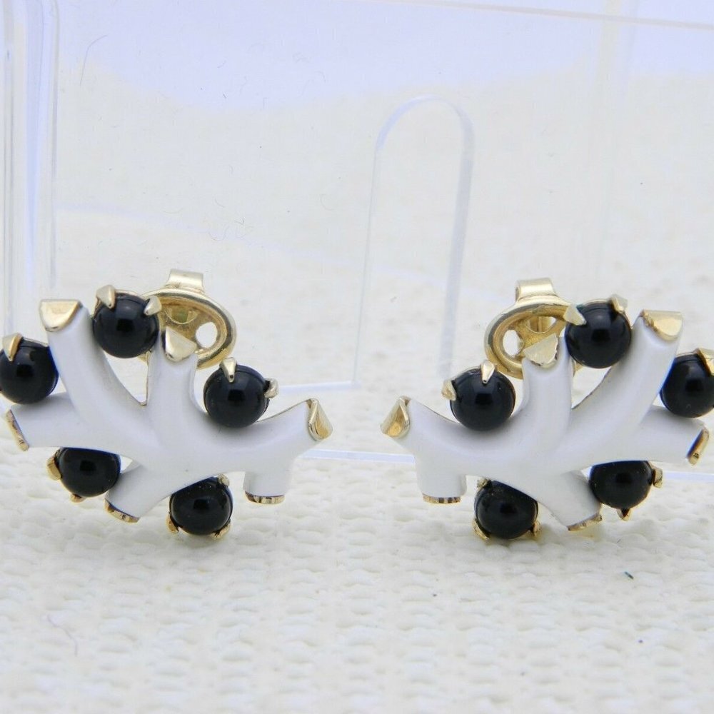CROWN TRIFARI White Black EARRINGS